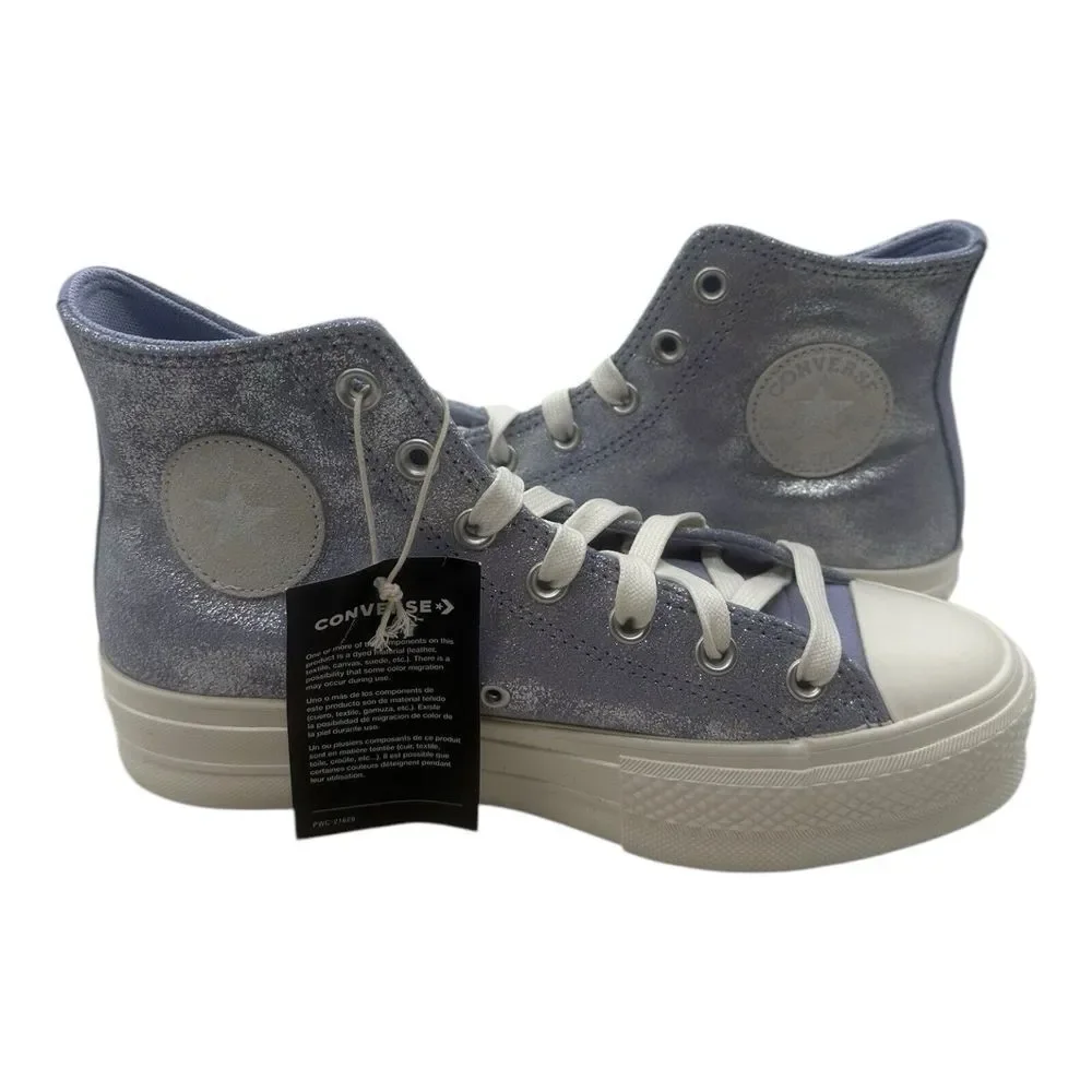 Converse Chuck Taylor All Star Lift Platform Suede Shimmer Shoes Womens 7 Lilac - Picture 7 of 9